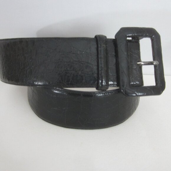 Giorgio Armani Womens S Black Genuine Crocodile Leather Belt   26\
